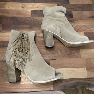 MIA open toe fringe booties